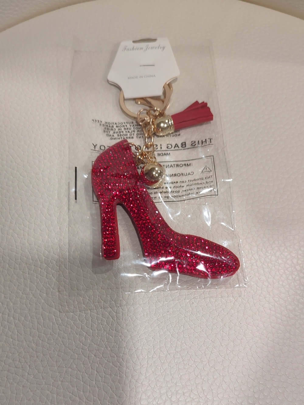 Red Glitter High Heel Keychain Charm - Fashion Jewelry